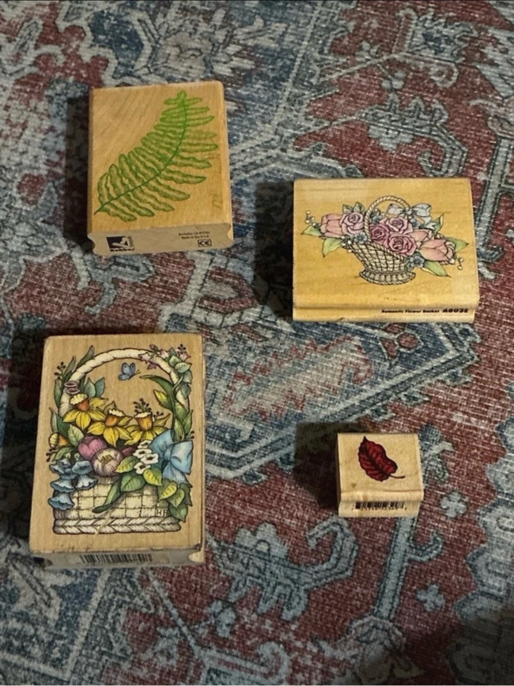 Rubber Stampede Botanical Floral leaf Wood Block Stamps